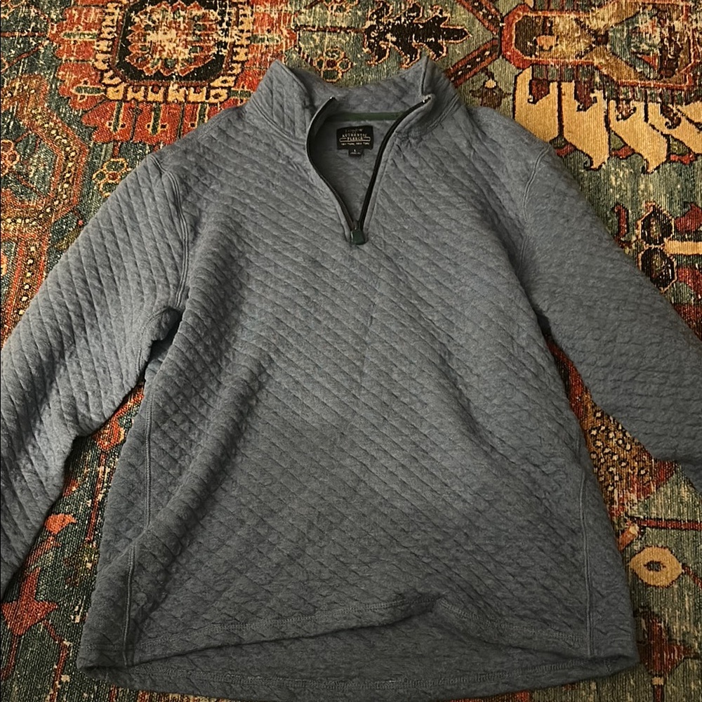 J. Crew Blue Zip Up Sweater with Textured Pattern